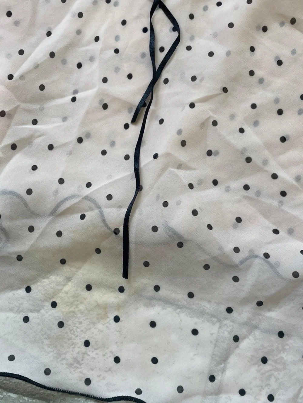 Vintage Y2K mcbling sheer baby pink black polkadot matching lingerie set